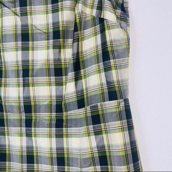 Brooks Brothers silk green Tartan plaid sleeveless dress boat neck size 8 - Picture 5 of 11